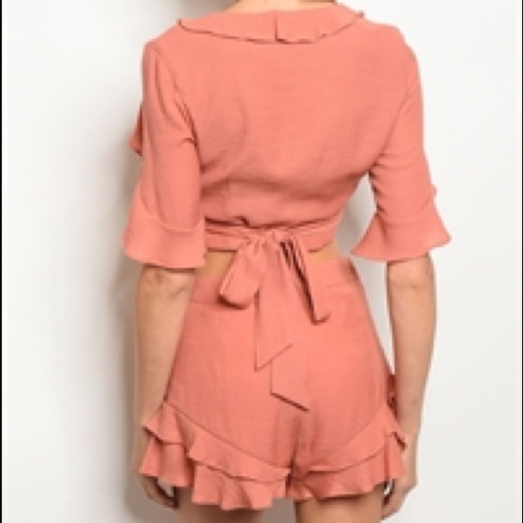 NWT Essue Wrap Shirt & Short Set - Peach - Picture 2 of 2